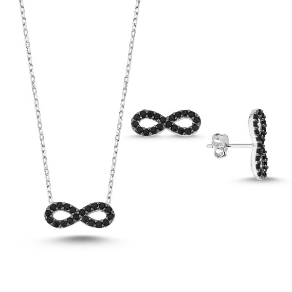 Set argint 925 rodiat cu simbolul infinit si zirconii negre- Infinite You STU0005 [1]